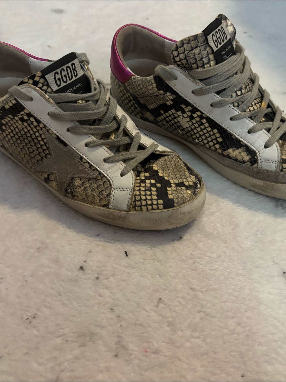 Golden Goose Superstar "Natural Snake Print"Sneakers - Size 8